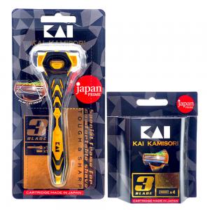 KAI 3刀刃潤滑彈性刮鬍刀組